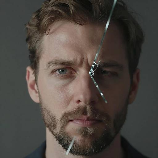 Intense Portrait with Broken Glass Detail