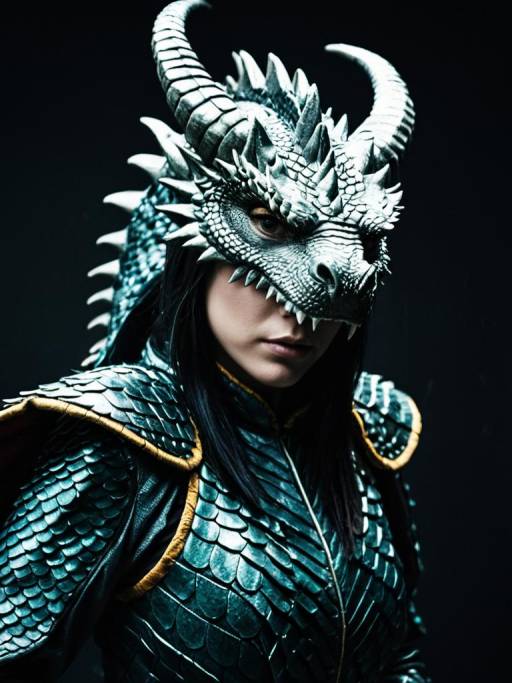 Woman in Detailed Dragon Costume