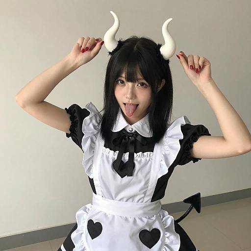 Playful Devil-Themed Maid Portrait