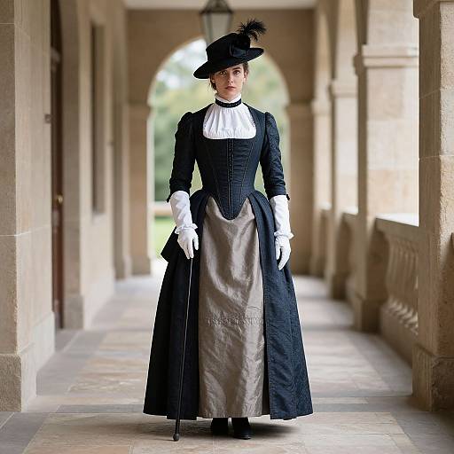 Equestrian Costume Woman in Hallway
