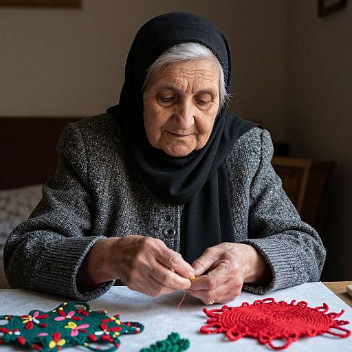 Handmade Portrait of Muslim Grandma
