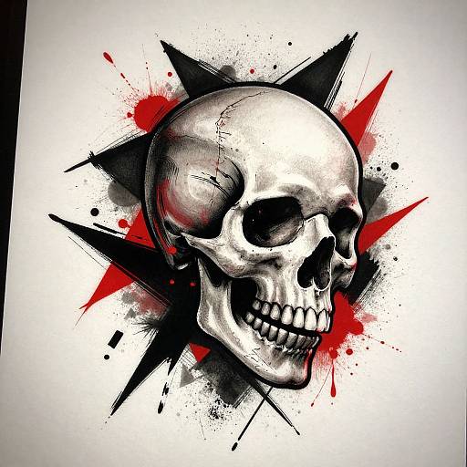 Trashpolka Skull Tattoo Design