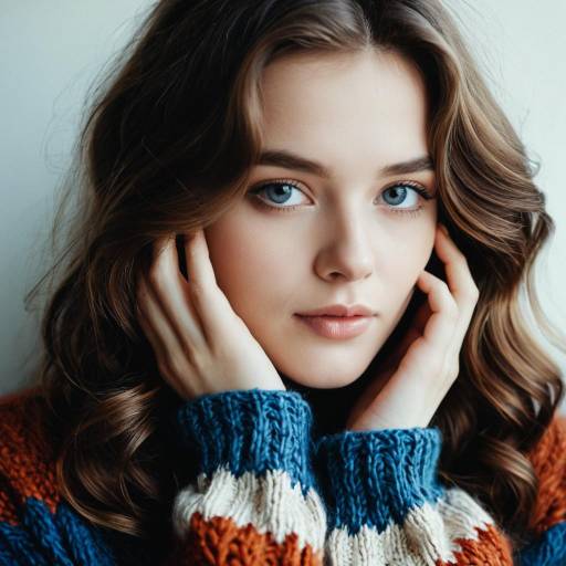 Portrait of Young Woman in Knitted Sweater