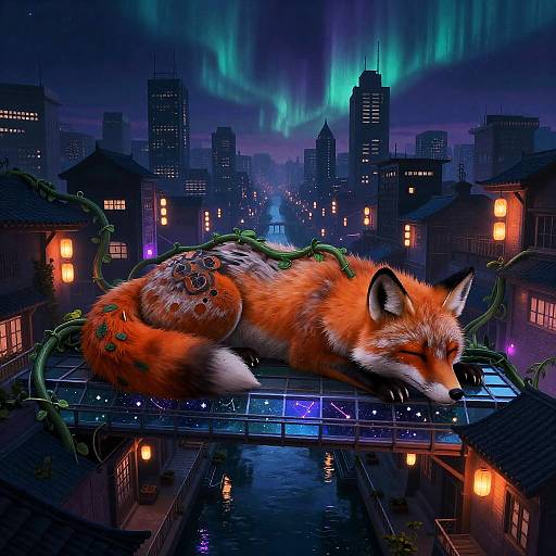 Sleeping Fox Cityscape at Indigo Dusk
