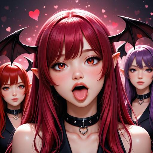 Fantasy Girls with Colorful Hair and Wings