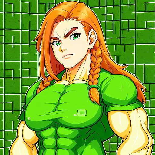 Illustration of Alex (minecraft), minecraft in the style of Shiitake taishi