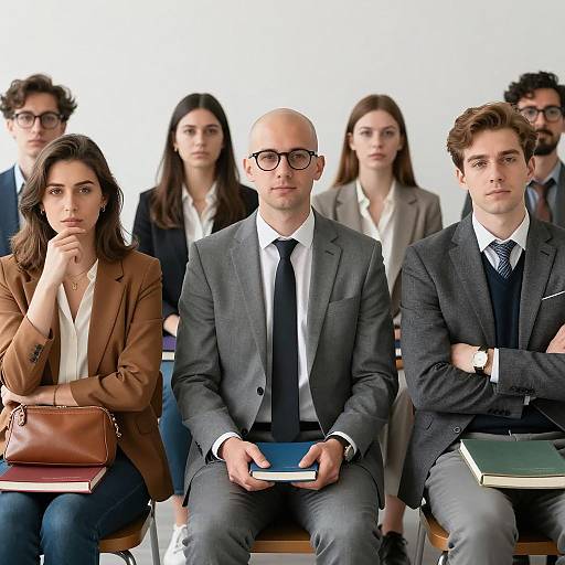 Professional Group Sitting with Books