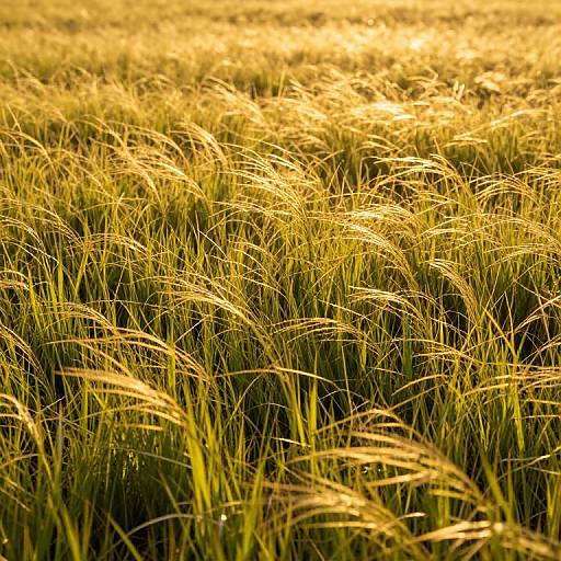 Golden wheat field photograph with dense, sunlit grasses swaying in the background, capturing the warm, yellow hues and natural textures.
