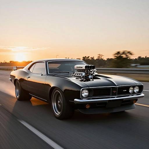 Batmobile Muscle Car Sunset Race