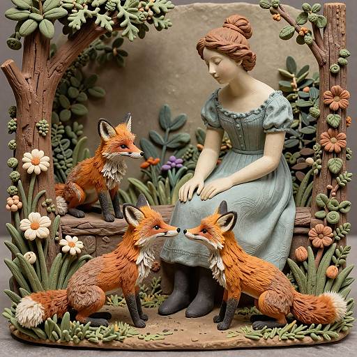 Camille Claudel Style Clay Foxes