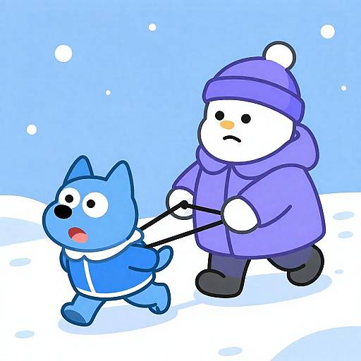 Bearded Man Pulls Surprised Blue Dog