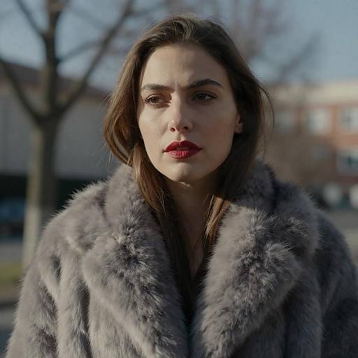 Elegant Woman in Fur-Collared Coat