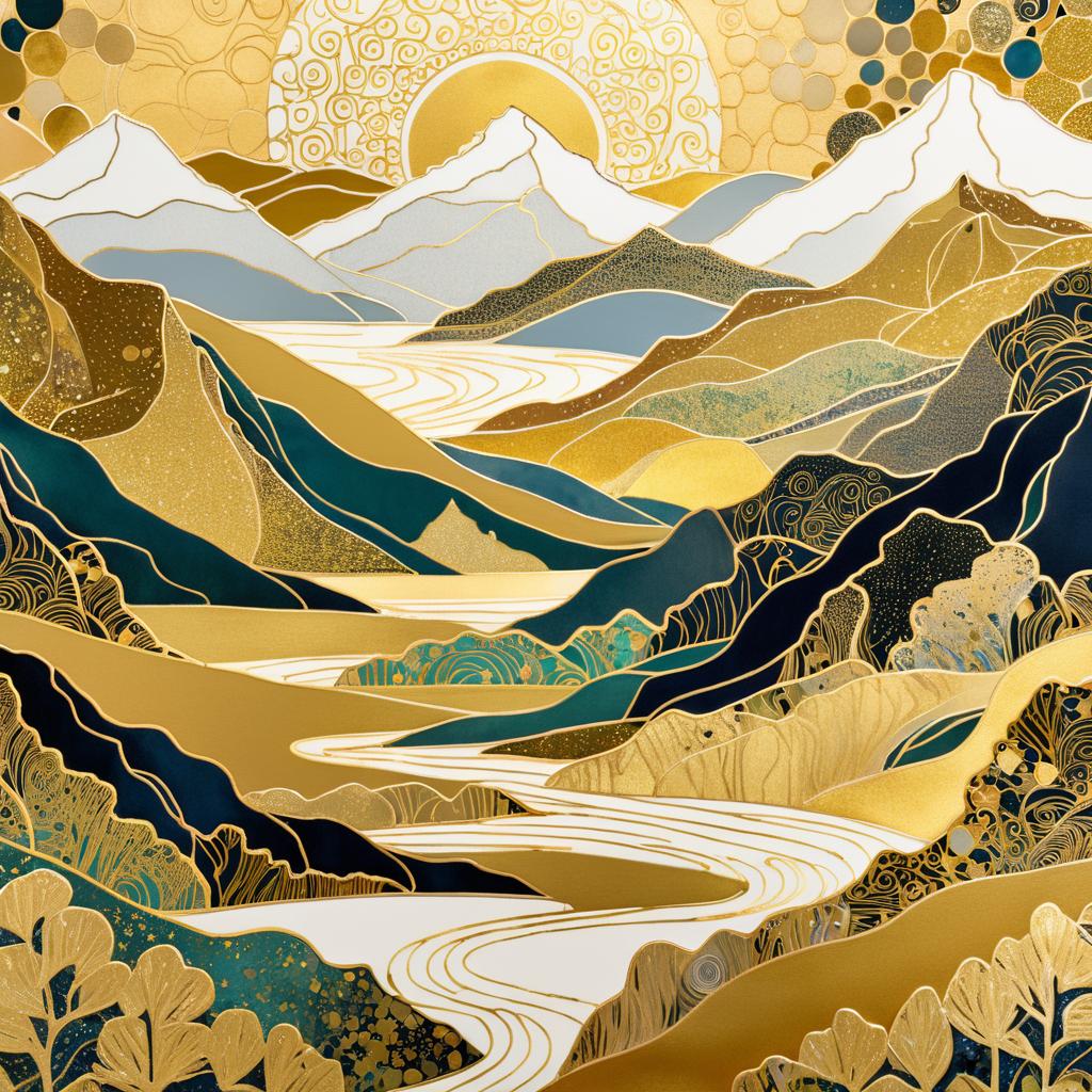 Serene Mystical Mountain Landscape Illustration