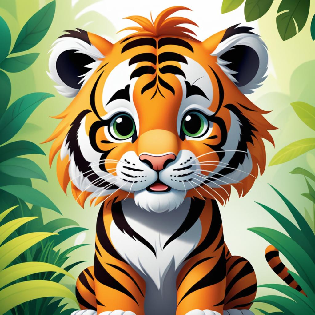 Cheerful Tiger Character for Kids Books