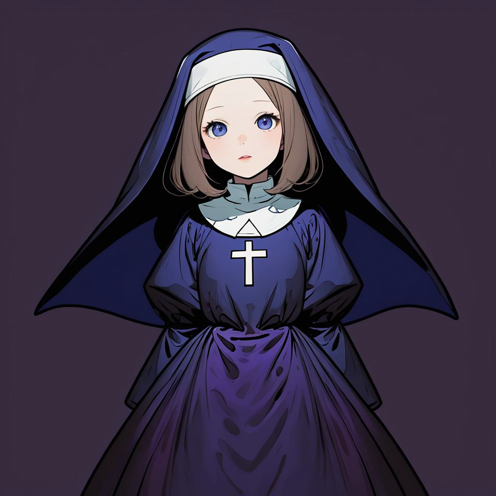 Horror-Inspired Nun in Grotesque Style