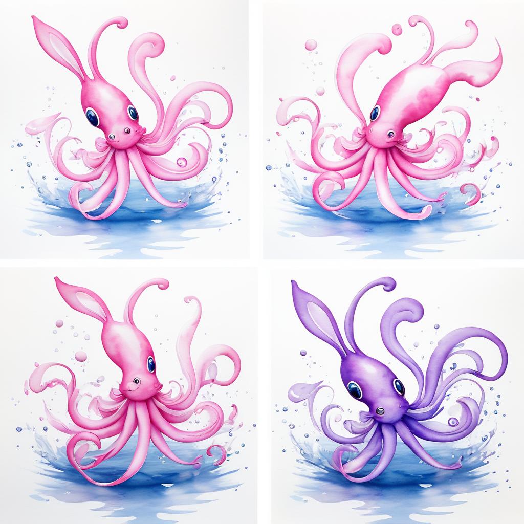 Whimsical Rabbit-Squid Hybrid Drawings