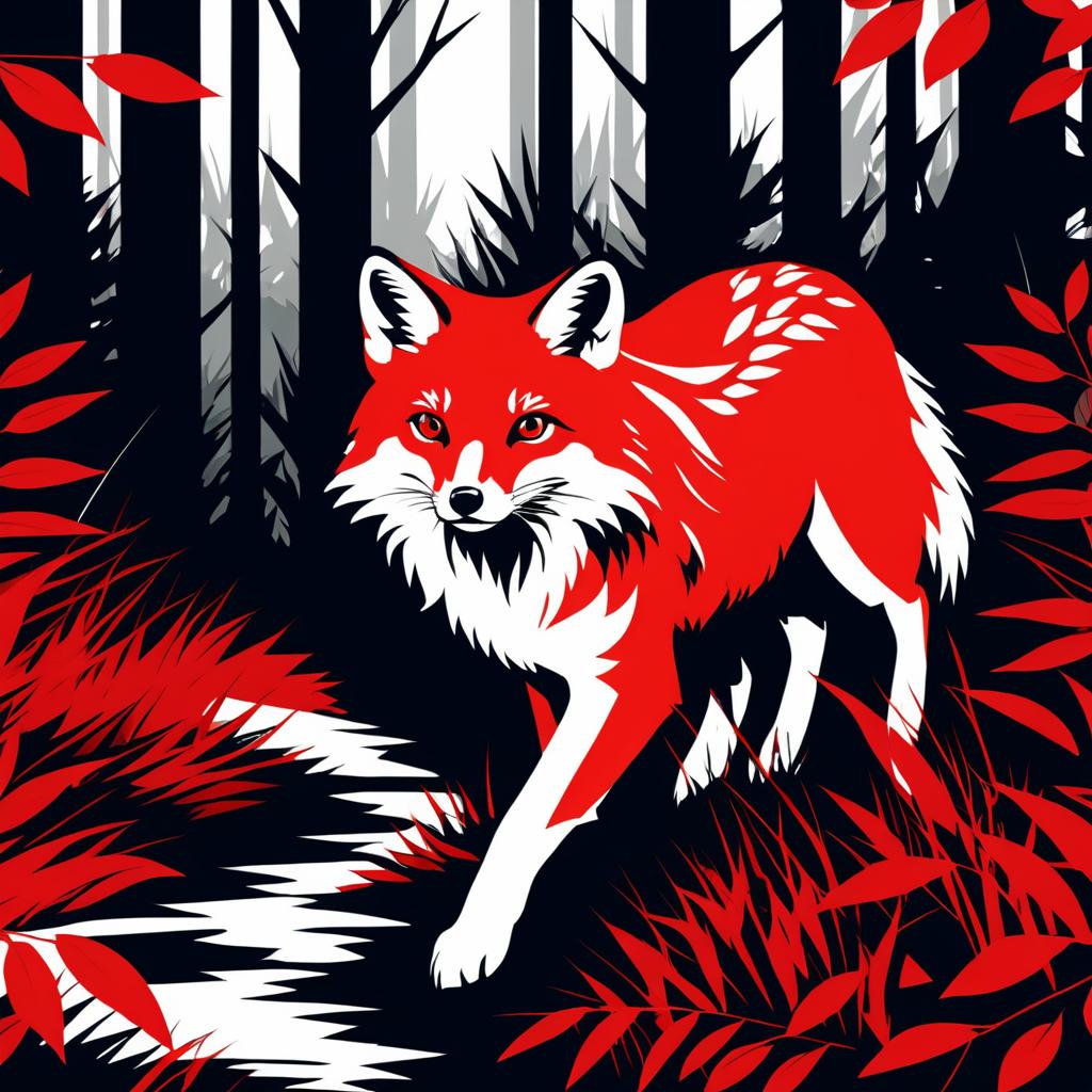 Cunning Red Fox Sneaking in Vector Art