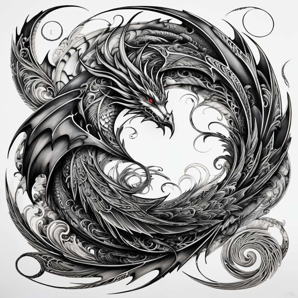 Intricate Dragon Wing Tattoo Design