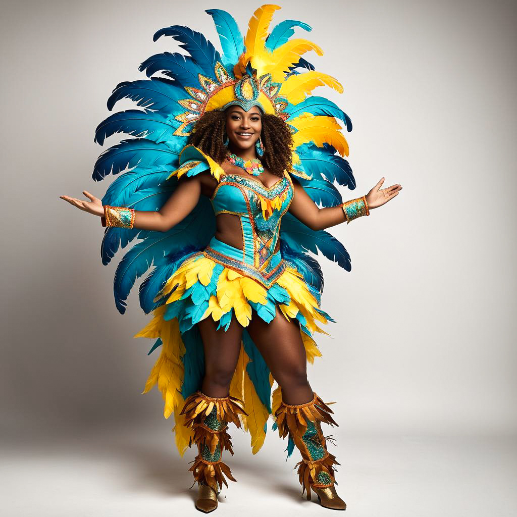 Lively Masquerader in Carnival Costume