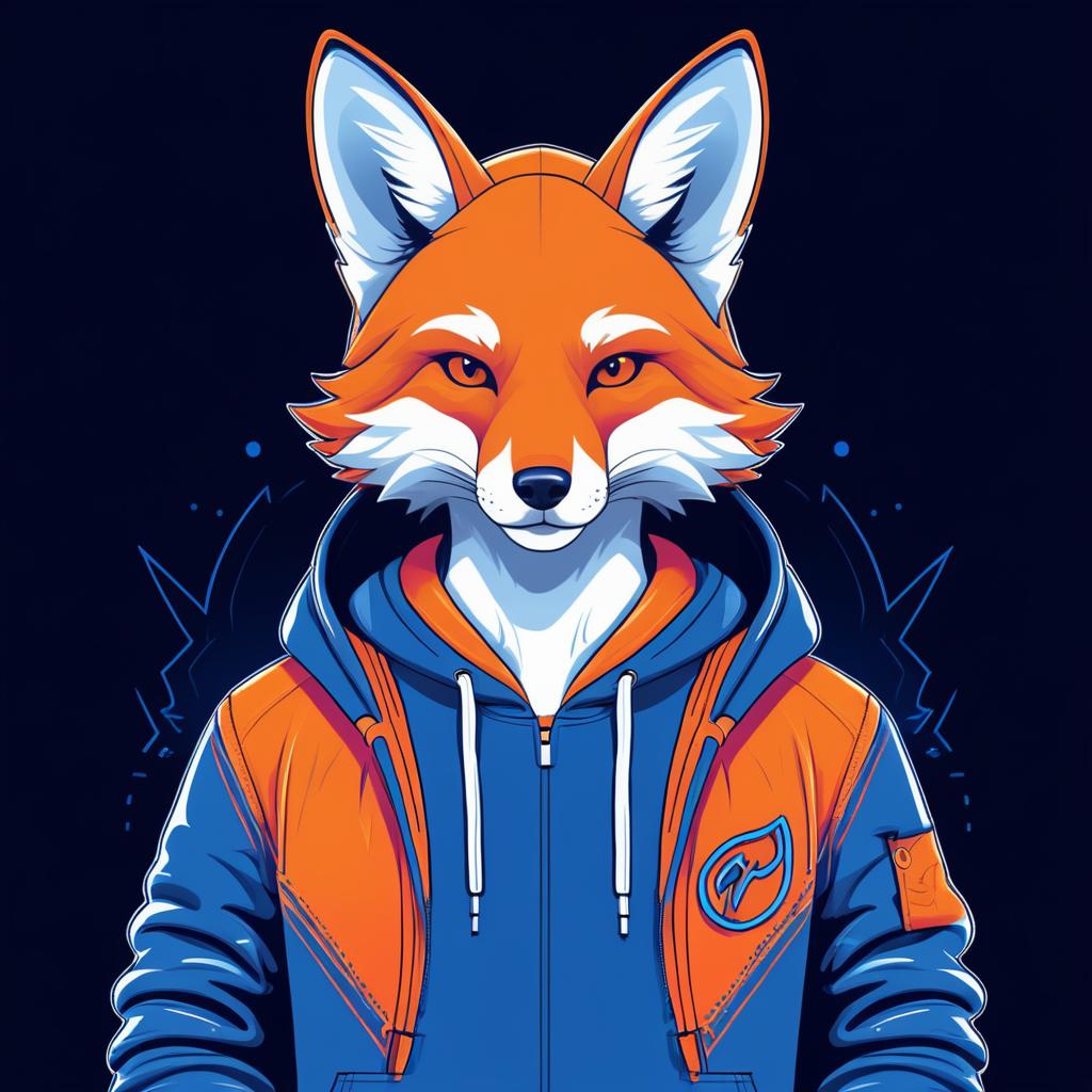 Stylized Line Art of Fox in Hoodie