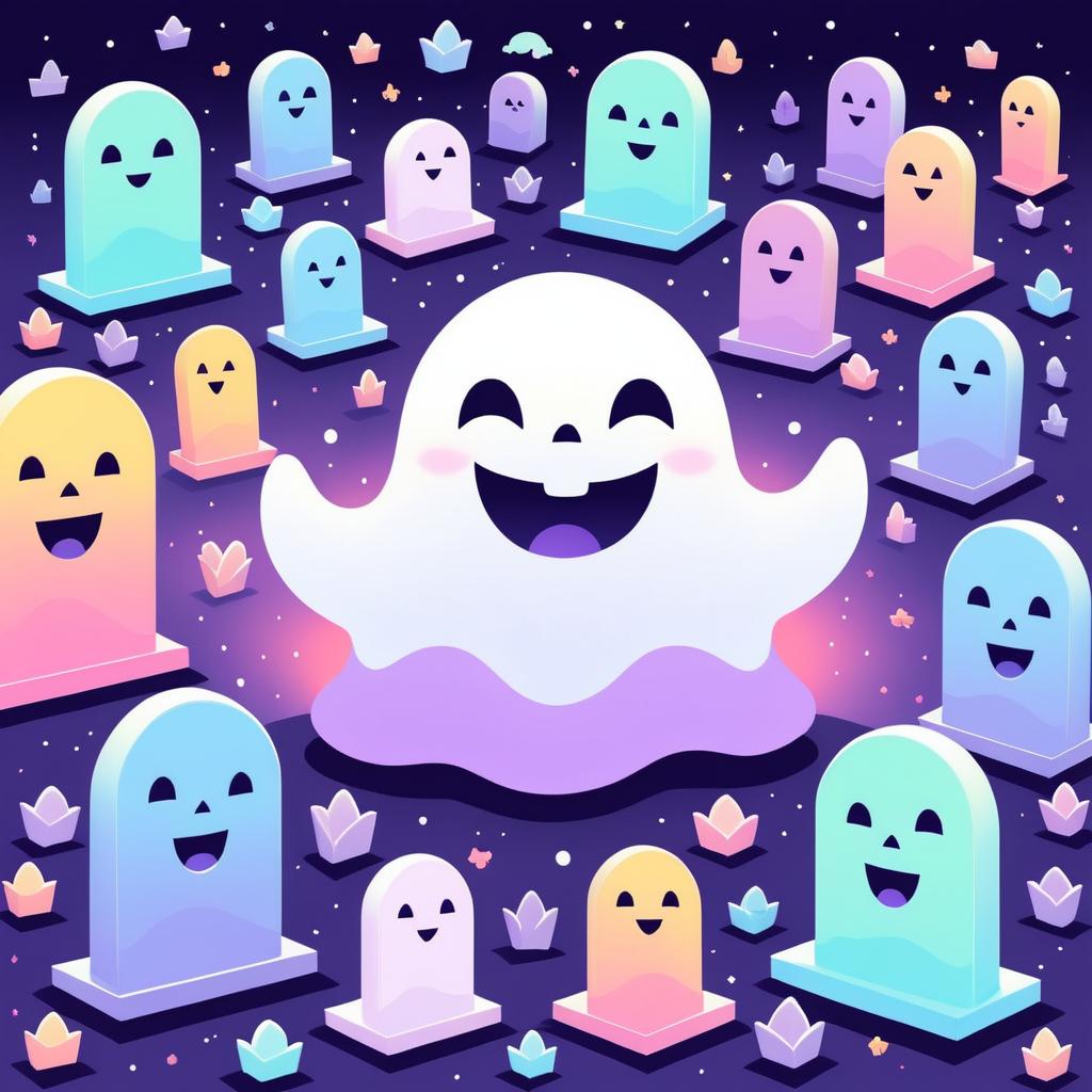 Charming Kawaii Ghost Illustration for Halloween