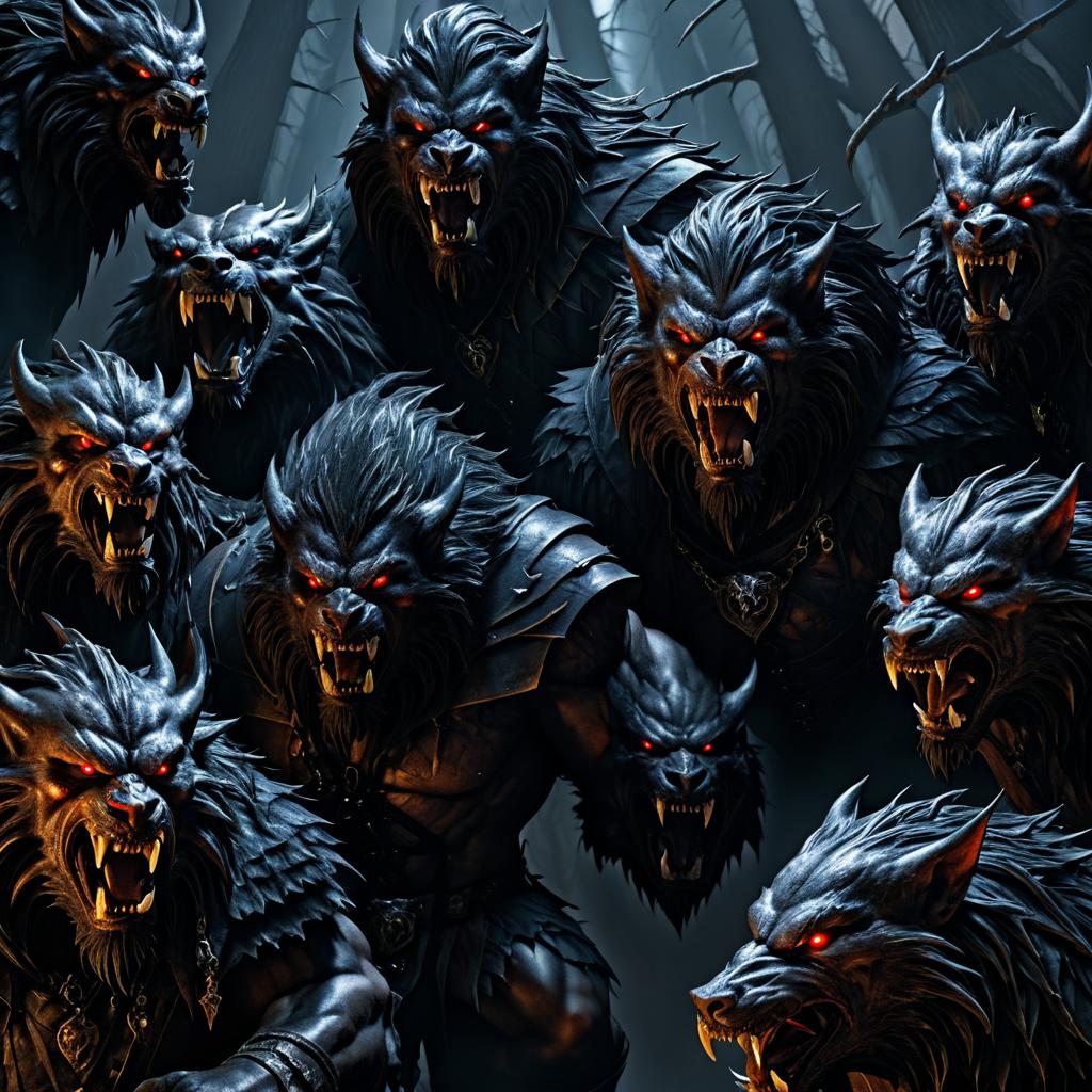 High-Quality Dark Fantasy Werewolf Pack Art