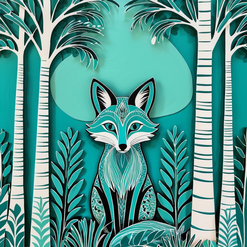 Curious Fox in Monochrome Teal