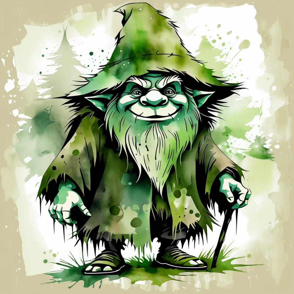 Expressive Vintage Troll Clipart Design