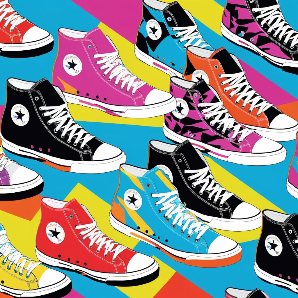 Vibrant High-Top Sneakers in Warhol Style