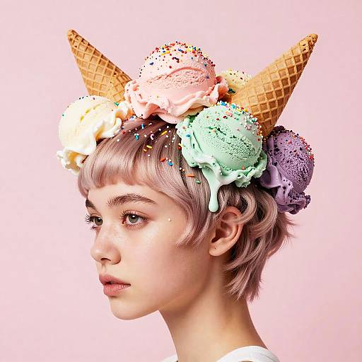 Surreal Ice Cream Hairstyle Portrait