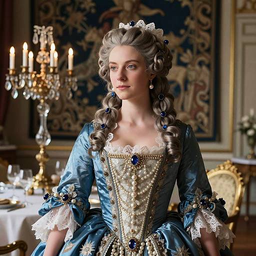 Baroque Lady in Royal Blue Dress