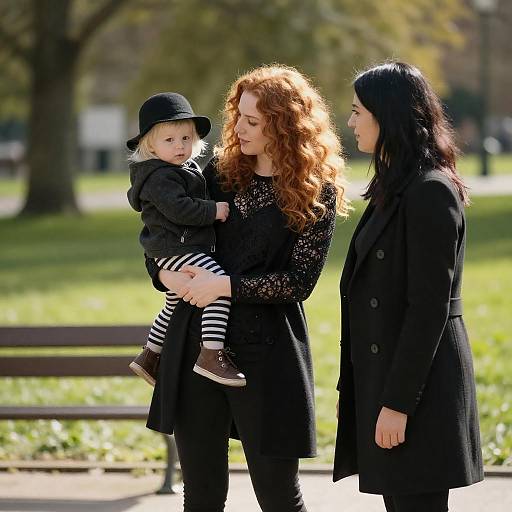 Sunlit Park Portrait of Three Women