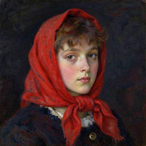 Impressionist Portrait with Red Kerchief