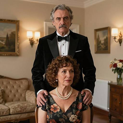 Elegant Couple in a Warm Interior Setting