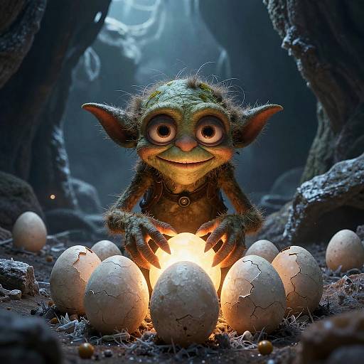 Gollum Clutching Glowing Eggs