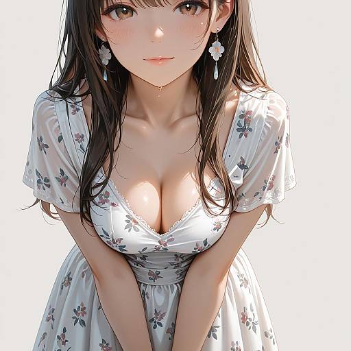 Smiling Woman in Floral Dress