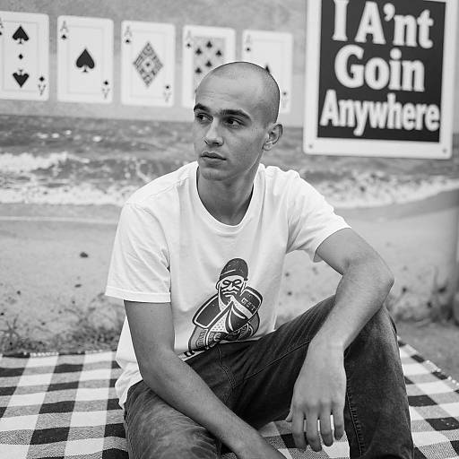 Young Man on Checkered Blanket Portrait