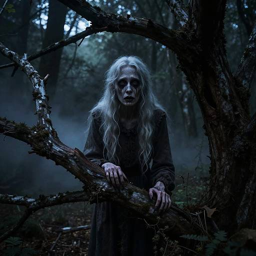 Creepy Old Lady in Haunted Forest