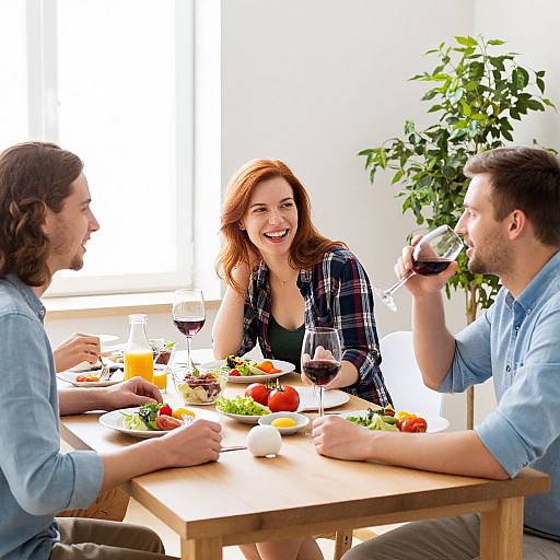 Sunlit Friends Dining Together