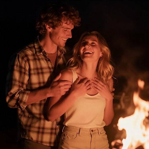 Warm Flame-Lit Intimate Couple Photograph
