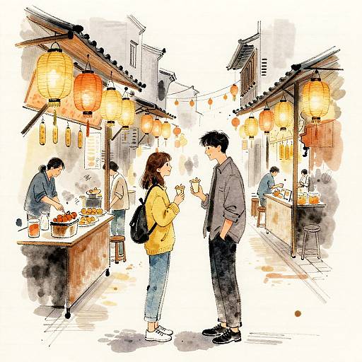 Romantic Night Market Encounter