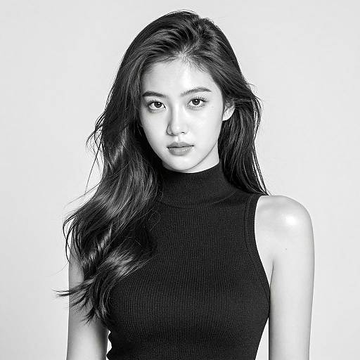 Stylish Black and White Portrait of Woman