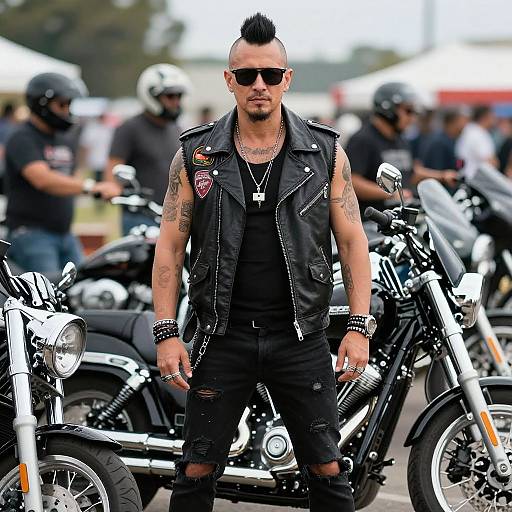 Confident Male Biker with Mohawk
