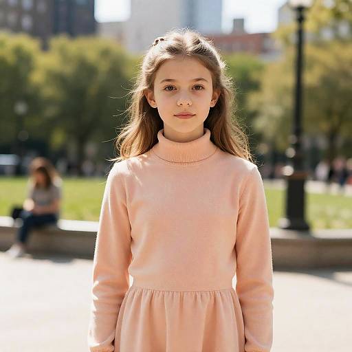 Teenage Girl Posing in Sunlit Park