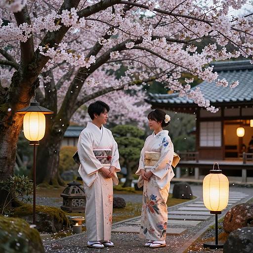 Ceremony in Serene Cherry Blossom Garden