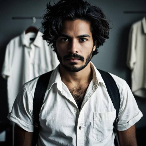 Man in White Shirt with Beard and Messy Hair
