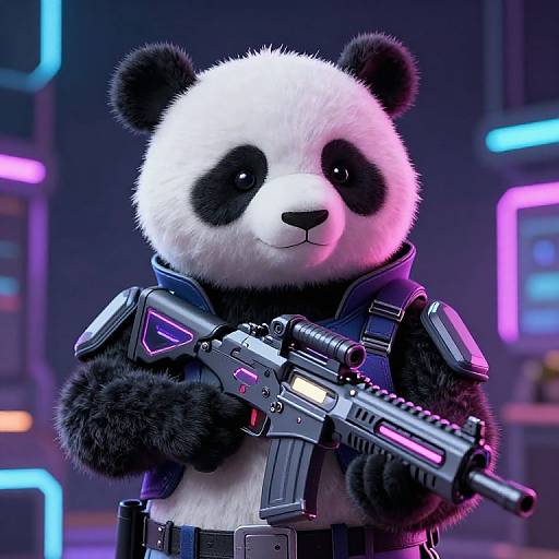 Cyberpunk Panda with Laser Rifle