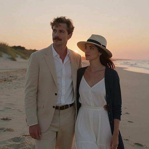 Romantic Beach Sunset Couple Portrait