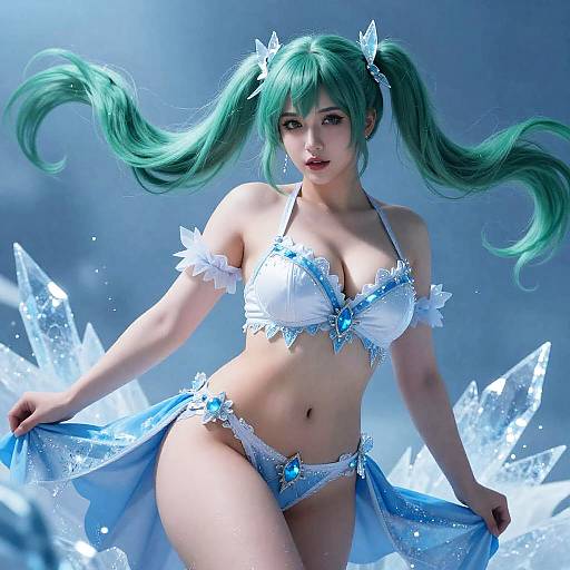 Curvy Girl with Ice Magic