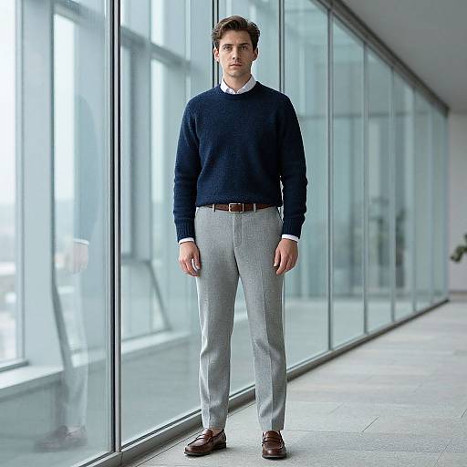 Contemplative Man in Stylish Attire